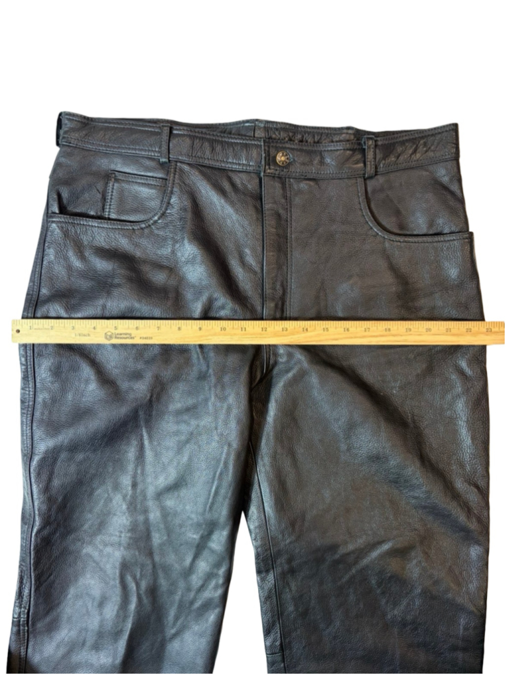 Jamin Leather Co. Y2K Black Leather Moto Biker Pants Buckle Strap 42 - Picture 4 of 8